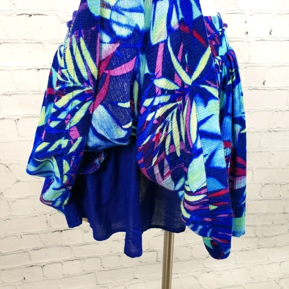 Y2K Aeropostale Blue Tropical Leaf Hawaiian Pocket Skirt Women's Size M